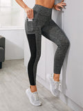 Calça Legging Cintura Alta Com Bolsos E Recortes Fashion