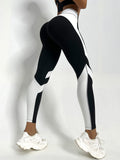 Calça Legging Fitness Bicolor Com Recortes Laterais