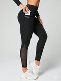 Calça Legging Fitness Com Tela E Bolso Lateral