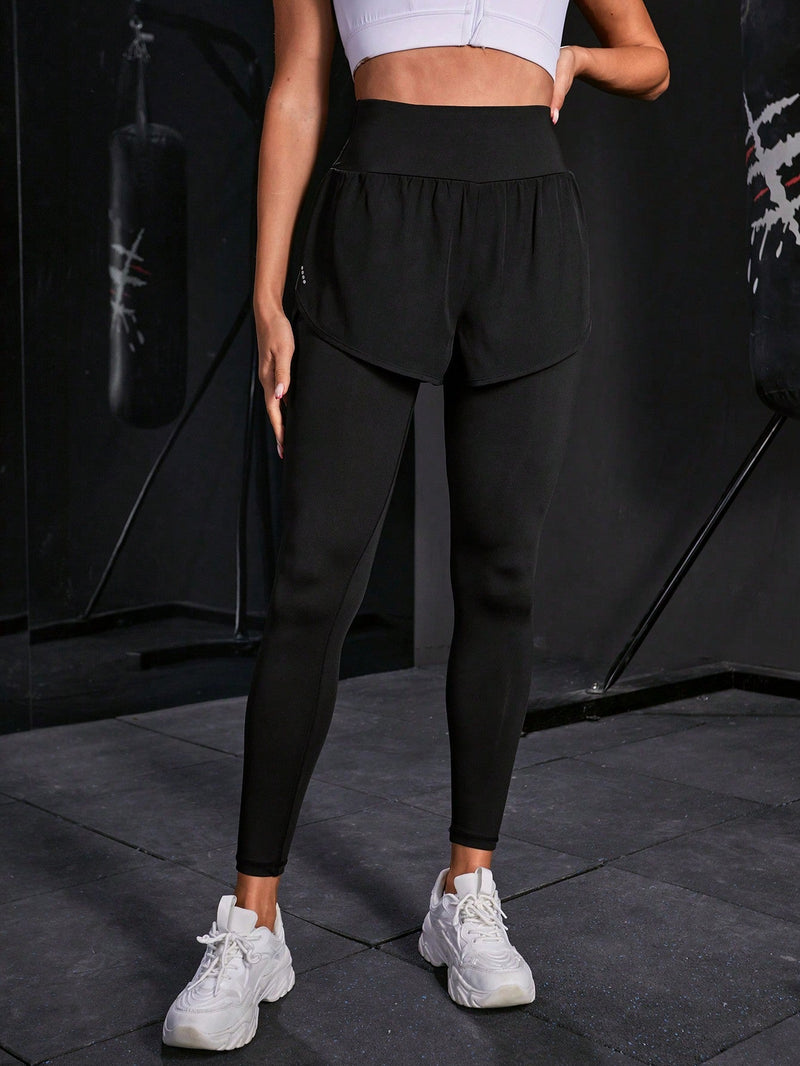Calça Legging Fitness Com Saia Embutida E Bolso Lateral