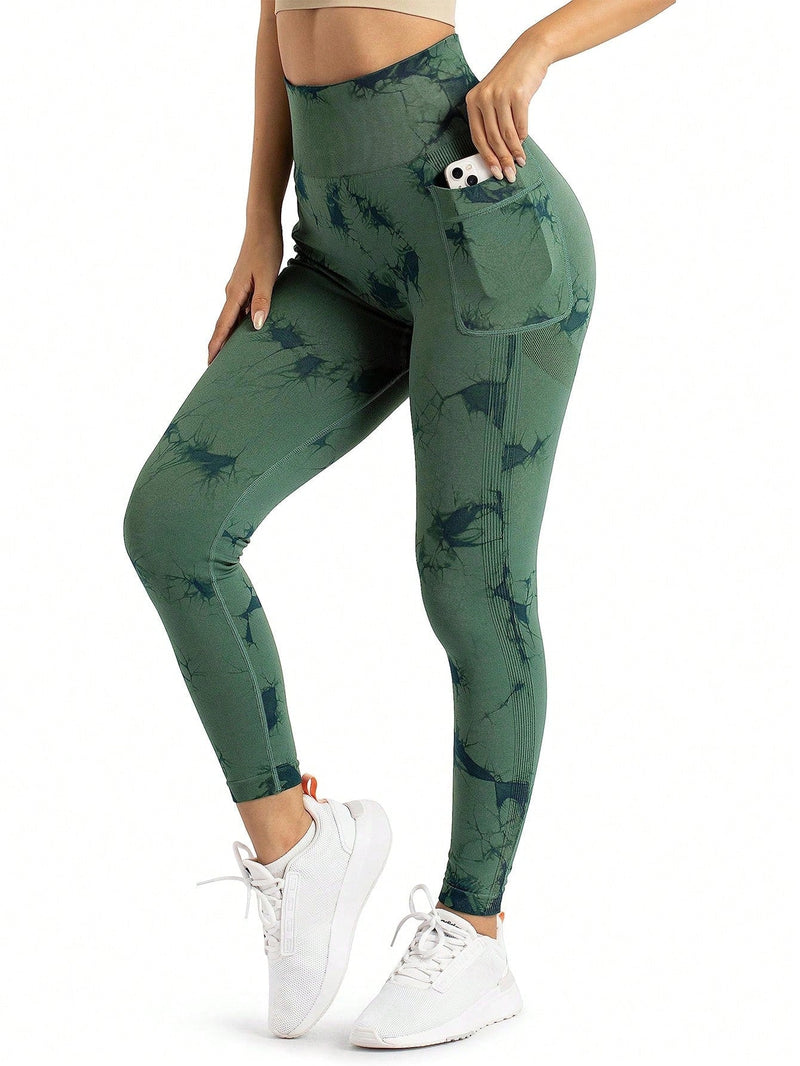 Calça Legging Tie Dye Seamless Com Bolsos