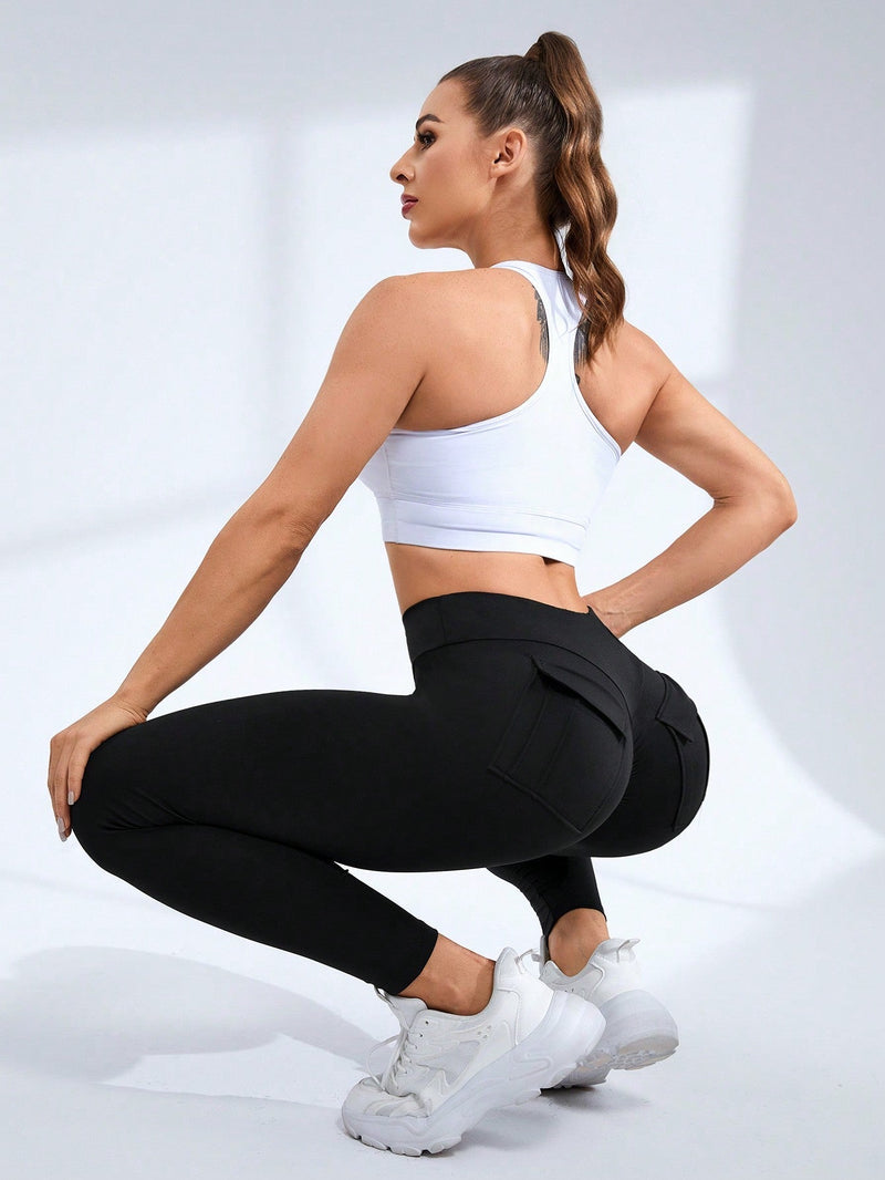 Calça Legging Empina Bumbum Com Bolsos Laterais