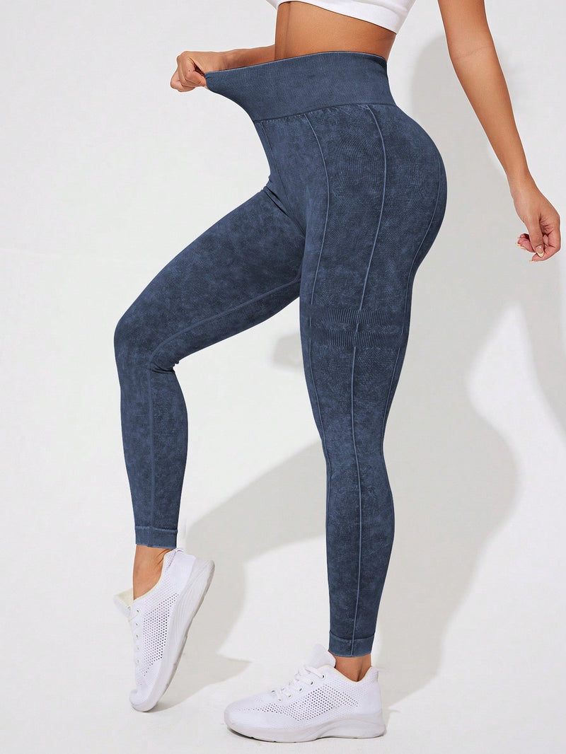 Calça Legging Sem Costura Estonada Cintura Alta