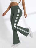 Calça Legging Flare Fitness Cintura Alta Com Listras Laterais