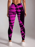 Calça Legging Fitness Tie Dye Cintura Alta Design V Costas