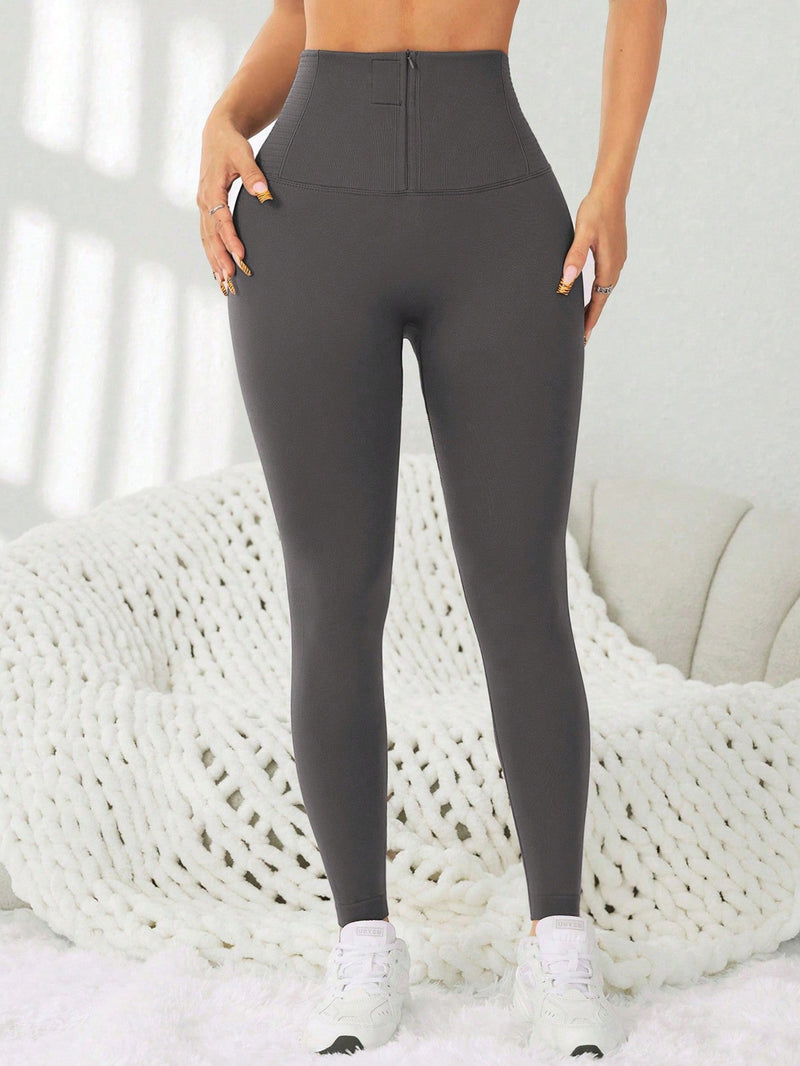 Calça Legging Fitness Cintura Alta Com Zíper