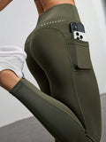 Calça Legging Fitness com Bolsos Laterais e Cintura Alta