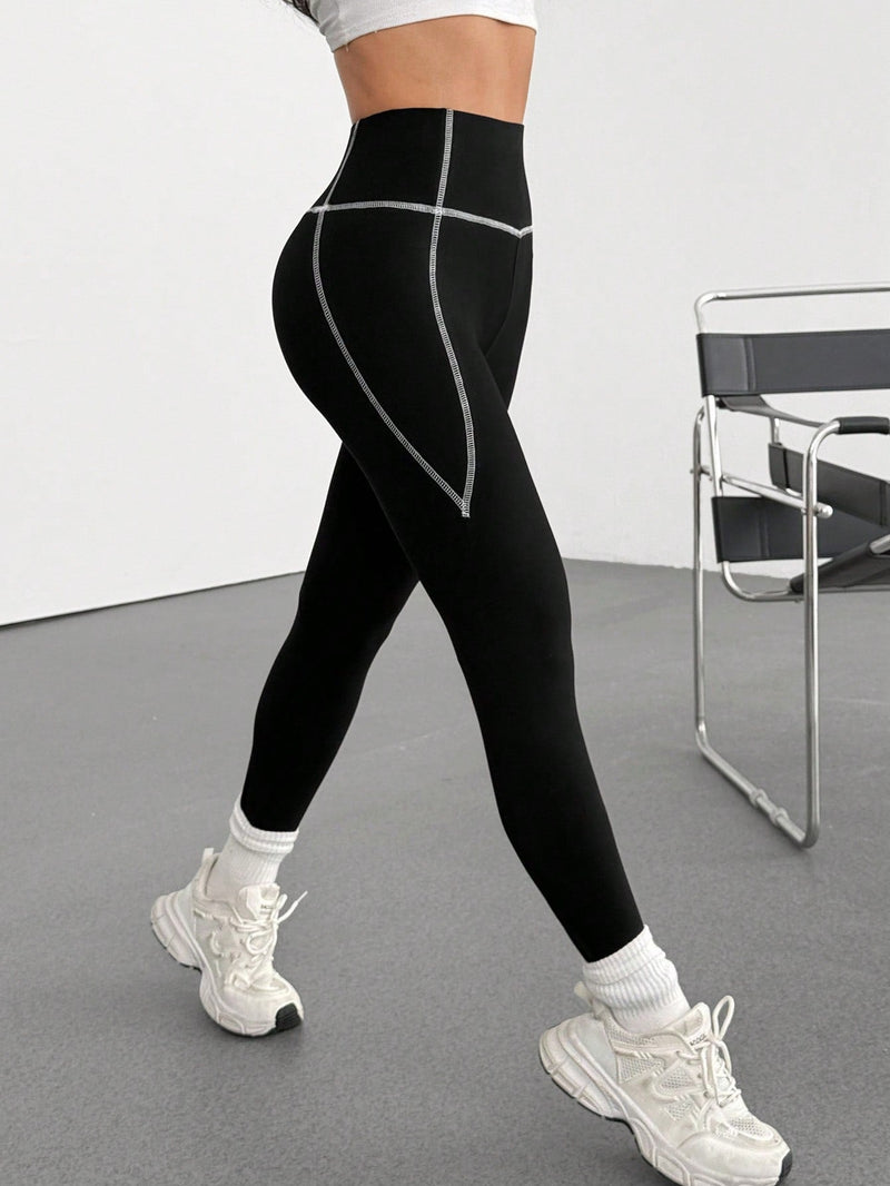 Calça Legging Cintura Alta Com Costura Modeladora
