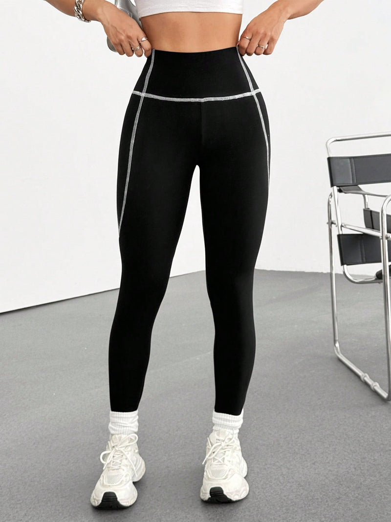 Calça Legging Cintura Alta Com Costura Modeladora