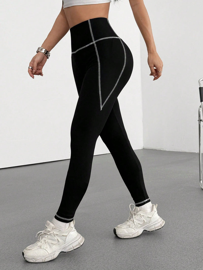 Calça Legging Cintura Alta Com Costura Modeladora