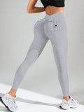 Calça Legging Feminina Cintura Alta Com Bolsos Cargo