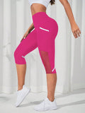 Calça Legging Capri Cintura Alta Com Recortes Em Tela
