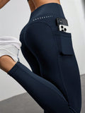 Calça Legging Fitness com Bolsos Laterais e Cintura Alta