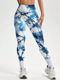 Calça Legging Fitness Tie Dye Cintura Alta Design V Costas