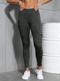 Calça Legging Feminina Bolsos Cargo e Cintura Alta