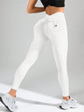 Calça Legging Feminina Cintura Alta Com Bolsos Cargo