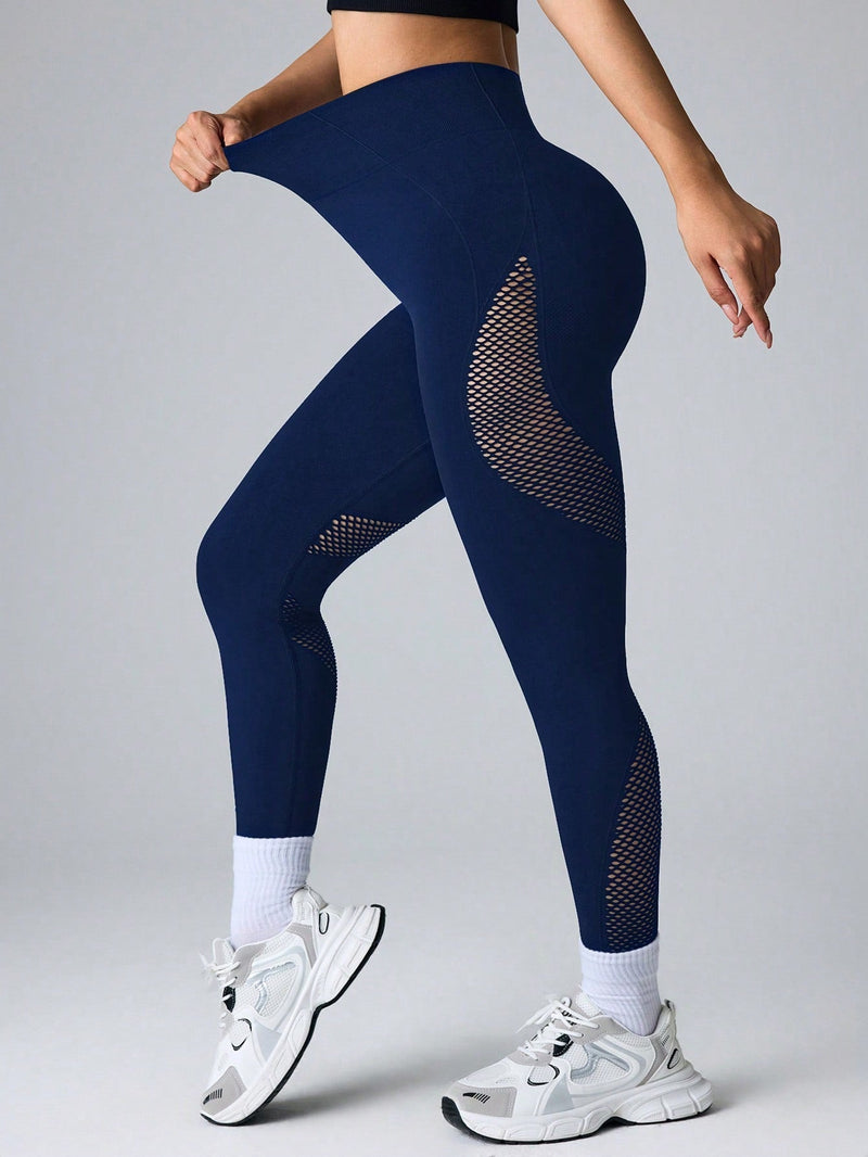 Calça Legging Fitness Com Recortes Telados Laterais