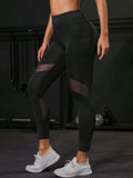 Calça Legging Feminina com Tule e Cintura Alta