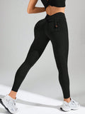 Calça Legging Feminina Cintura Alta Com Bolsos Cargo