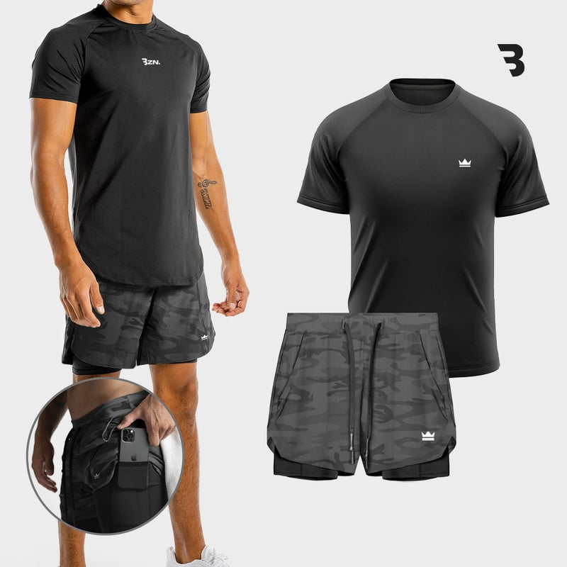 '- KIT 1 Shorts de Compressão + 1 Camiseta Tech Dry-Fit™ BZN