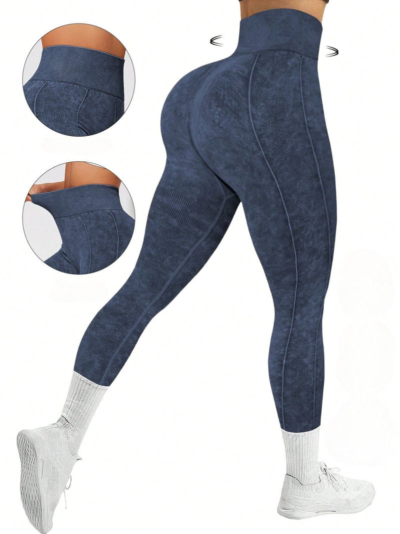 Calça Legging Sem Costura Estonada Cintura Alta
