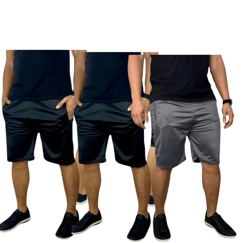 Kit 3 Bermudas Esportiva Short Masculino Para Corrida e Academia