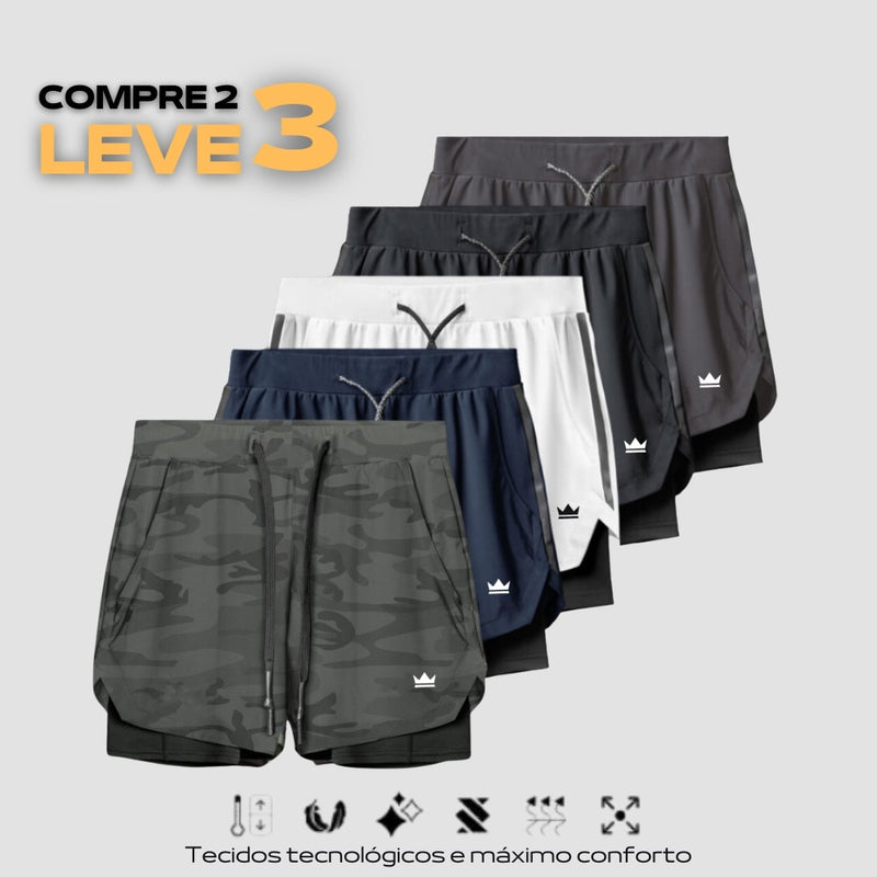 '- Kit Shorts Dry-Fit™ de Compressão BZN - COMPRE 2 LEVE 3