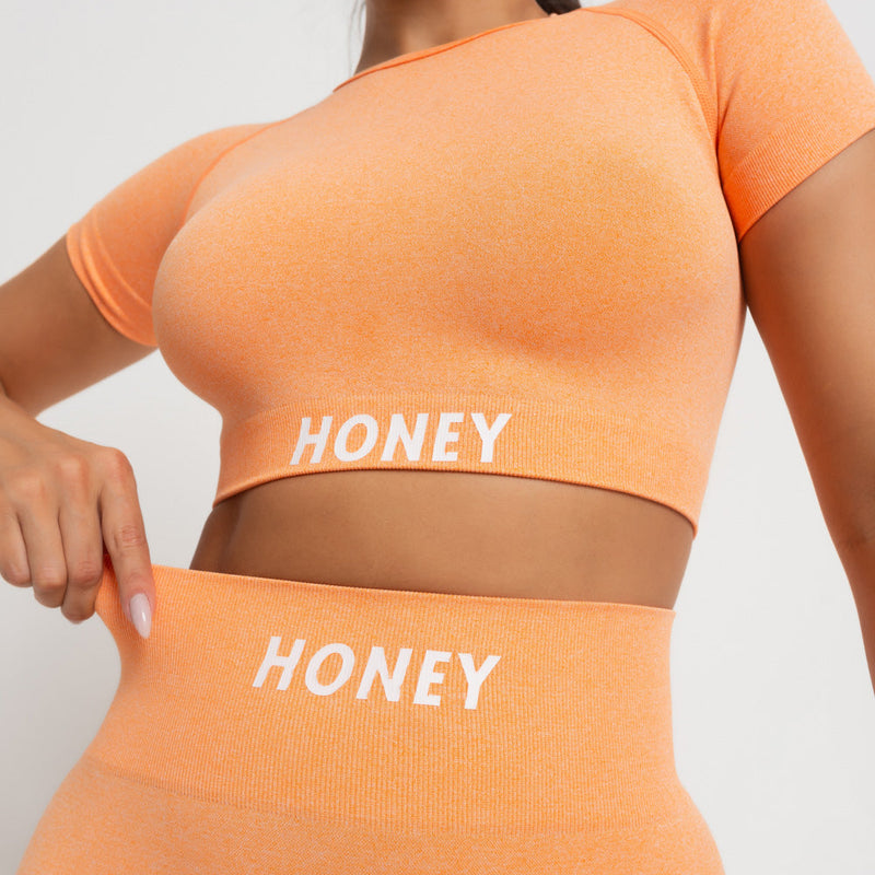 Conjunto Fitness Seamless Mesclado Laranja CO460