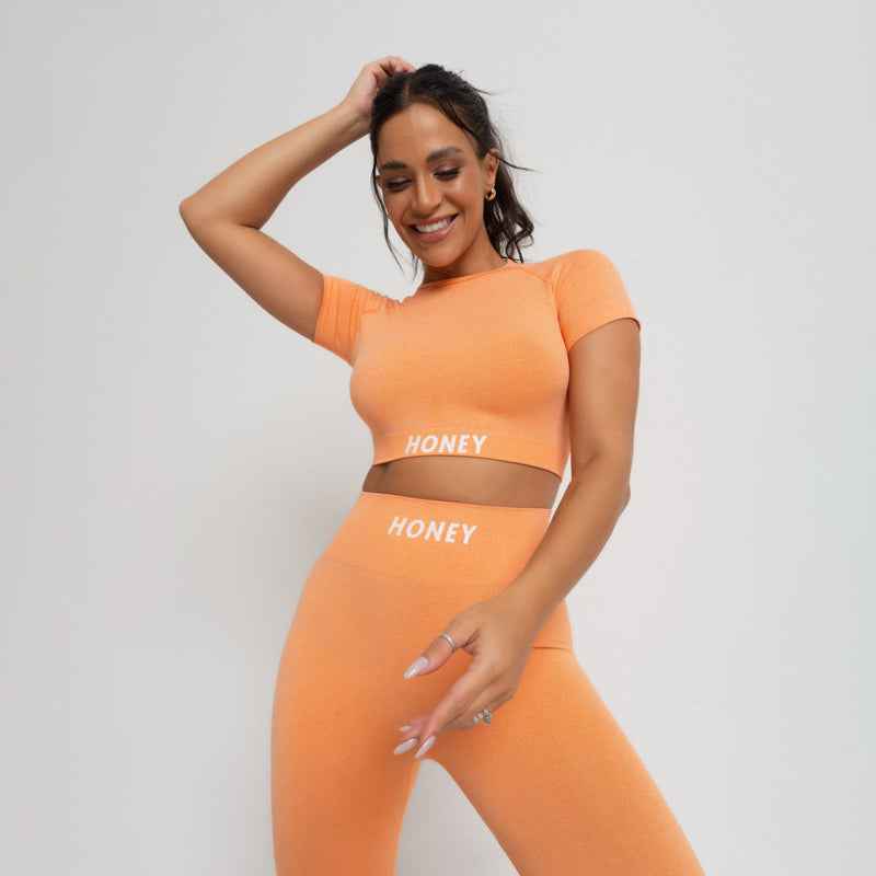 Conjunto Fitness Seamless Mesclado Laranja CO460