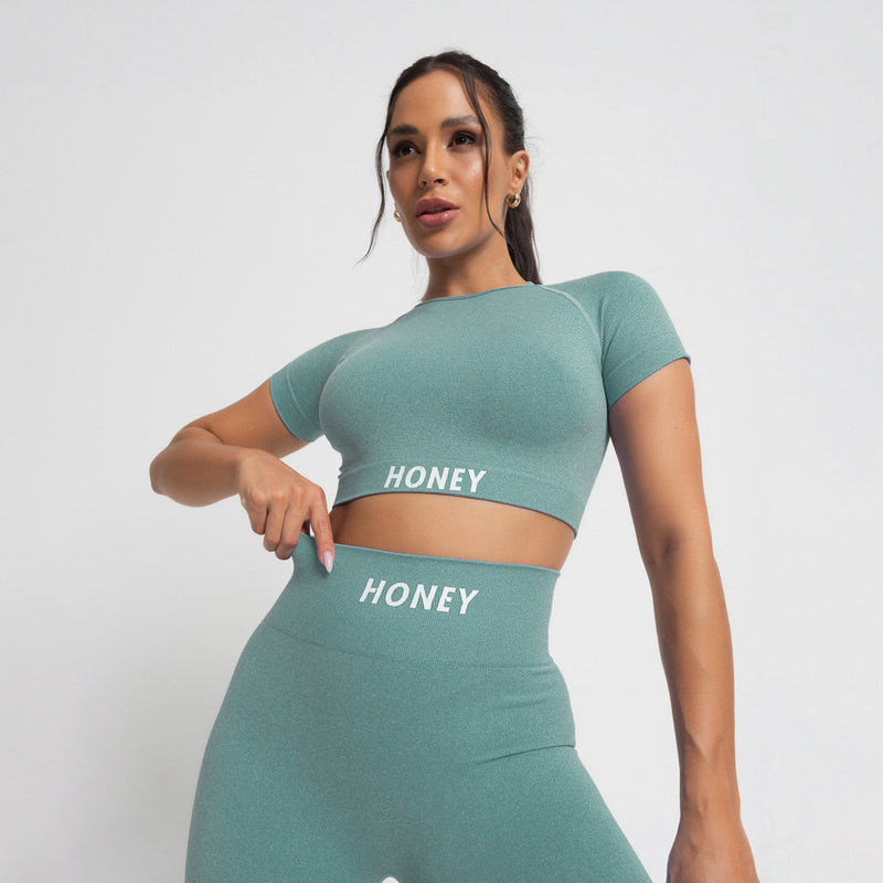 Conjunto Fitness Seamless Mesclado Verde CO457/1