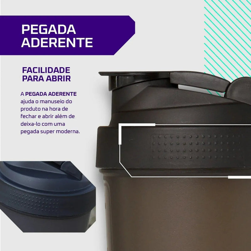 Coqueteleira / Shaker Preta - Academia 600ml - 3vs Nutrition