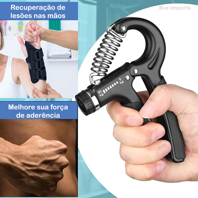 Handgrip Mão Ajustável 60kg Contador Fisioterapia Academia Cor Preto