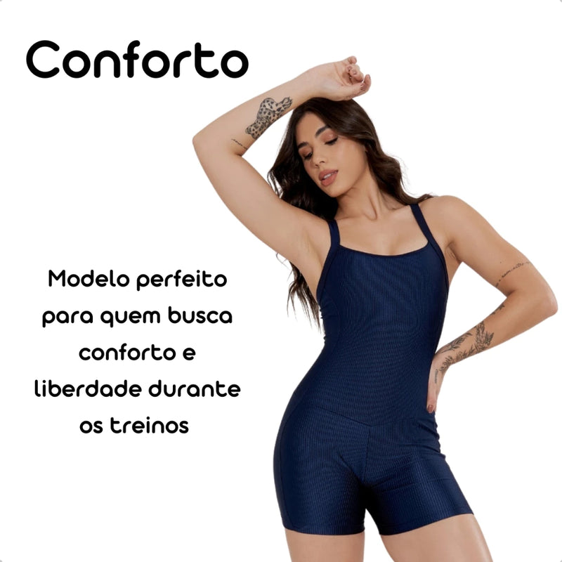 Kit 2 Macaquinho Fitness Modelador Alça Cruzada Costa Nua Canelado