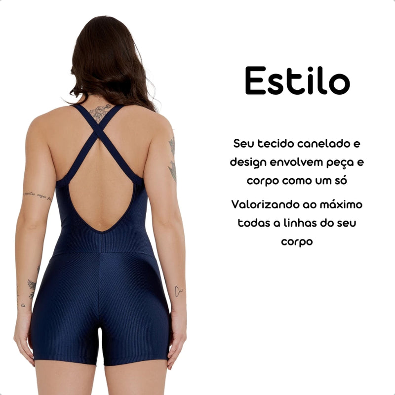 Kit 2 Macaquinho Fitness Modelador Alça Cruzada Costa Nua Canelado