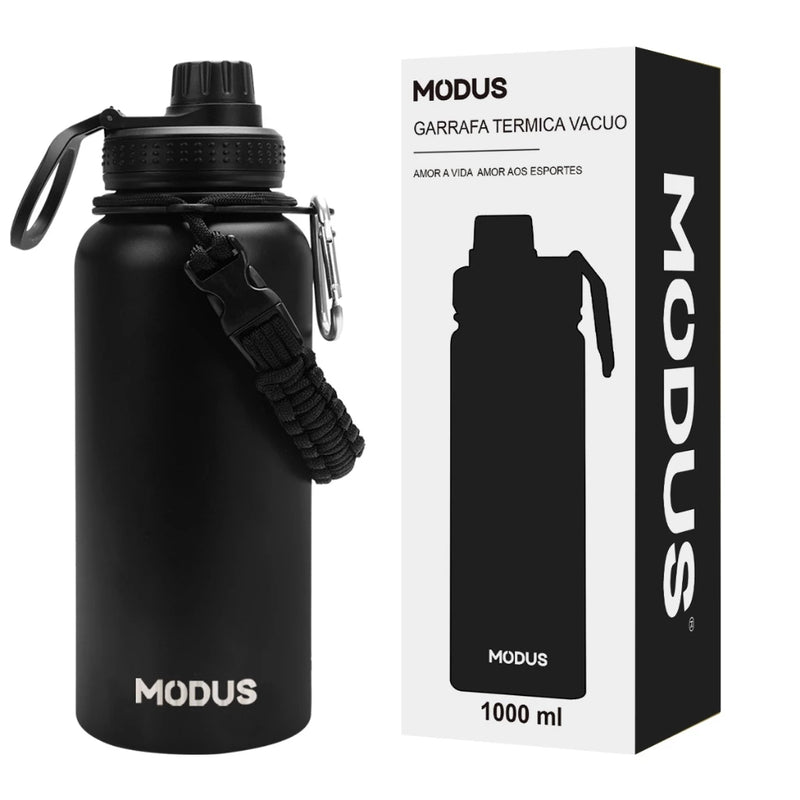 Modus Garrafa Térmica De Água Isolada 1000ml Quente & Frio De Aço Inox Com Alça