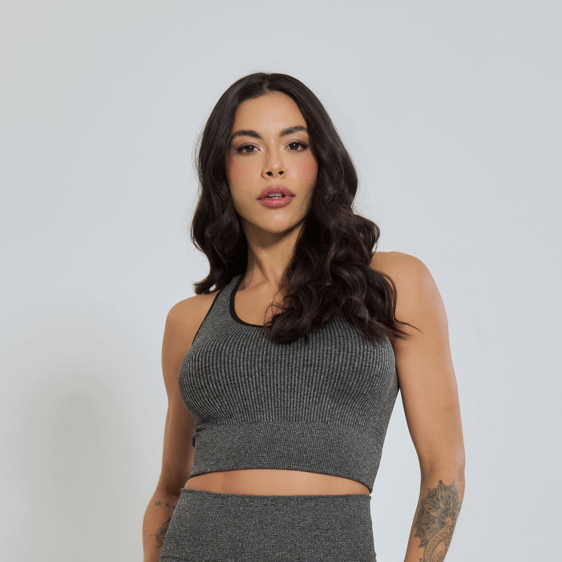 Conjunto Fitness sem Costura Nadador Cinza CO427