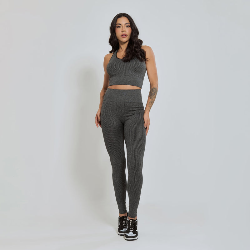 Conjunto Fitness sem Costura Nadador Cinza CO427