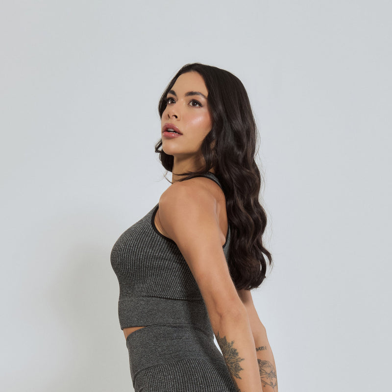 Conjunto Fitness sem Costura Nadador Cinza CO427