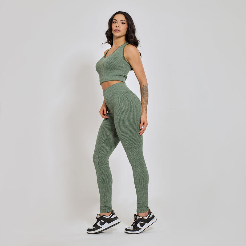 Conjunto Fitness sem Costura Nadador Verde CO426